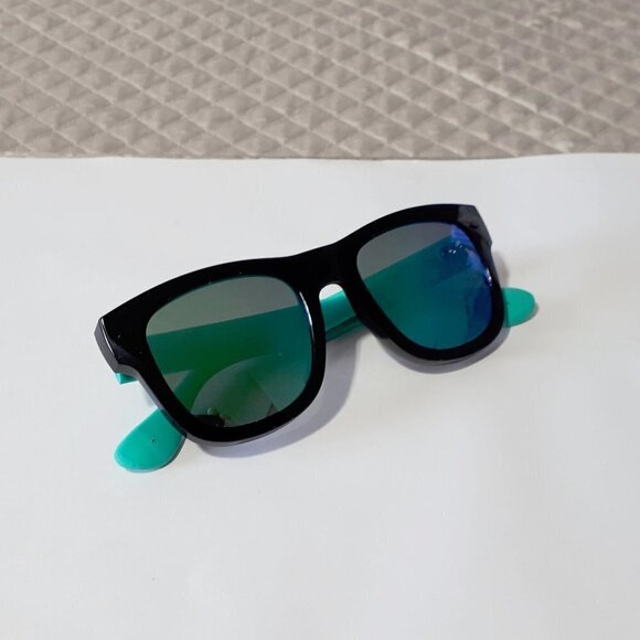 NWOT Havaianas shiny black & matte aqua teal mirrored lens sunglasses - Picture 2 of 6